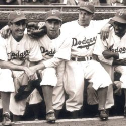 Brooklyn dodgers robinson 1947 jackie stanky reese dodger eddie wee pee infielders baseball team jorgensen history american walking valley through